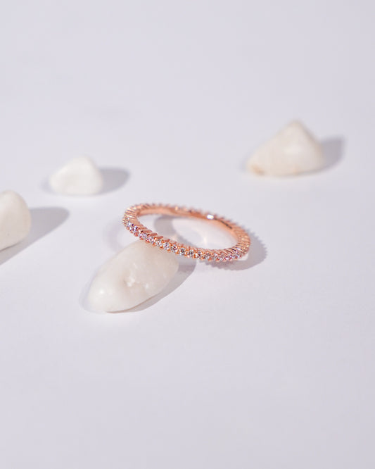 Rose Gold Eternal Gleam Silver Ring