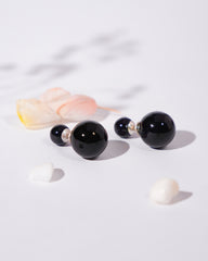 Mystic Black Orbs Silver Earrings