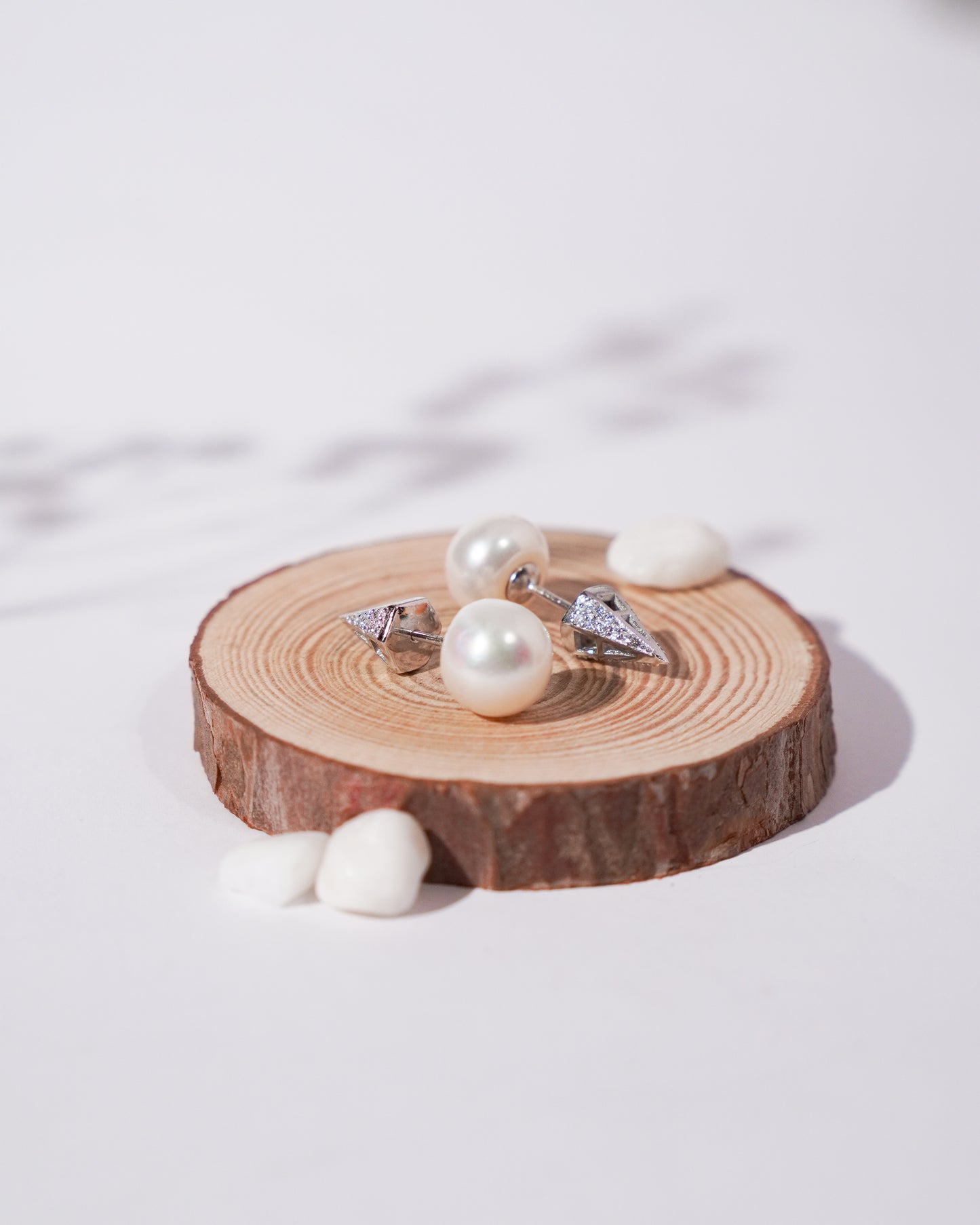 Lustrous Pearl Drops Silver Earrings