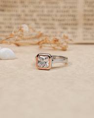 Silver Rose Gold Border Zircon Ring