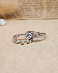 Silver Step Up Pair Diamond Ring