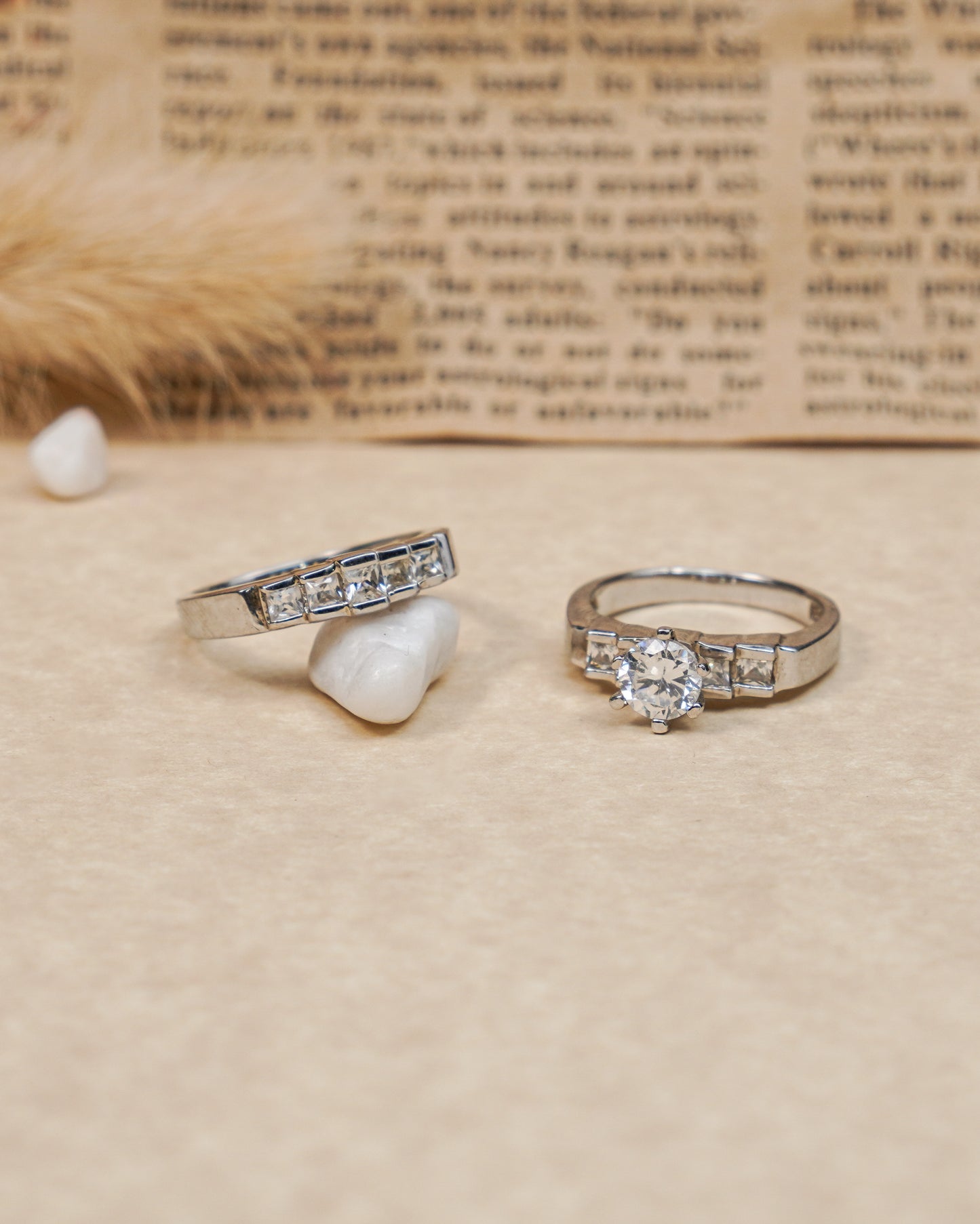 Silver Step Up Pair Diamond Ring