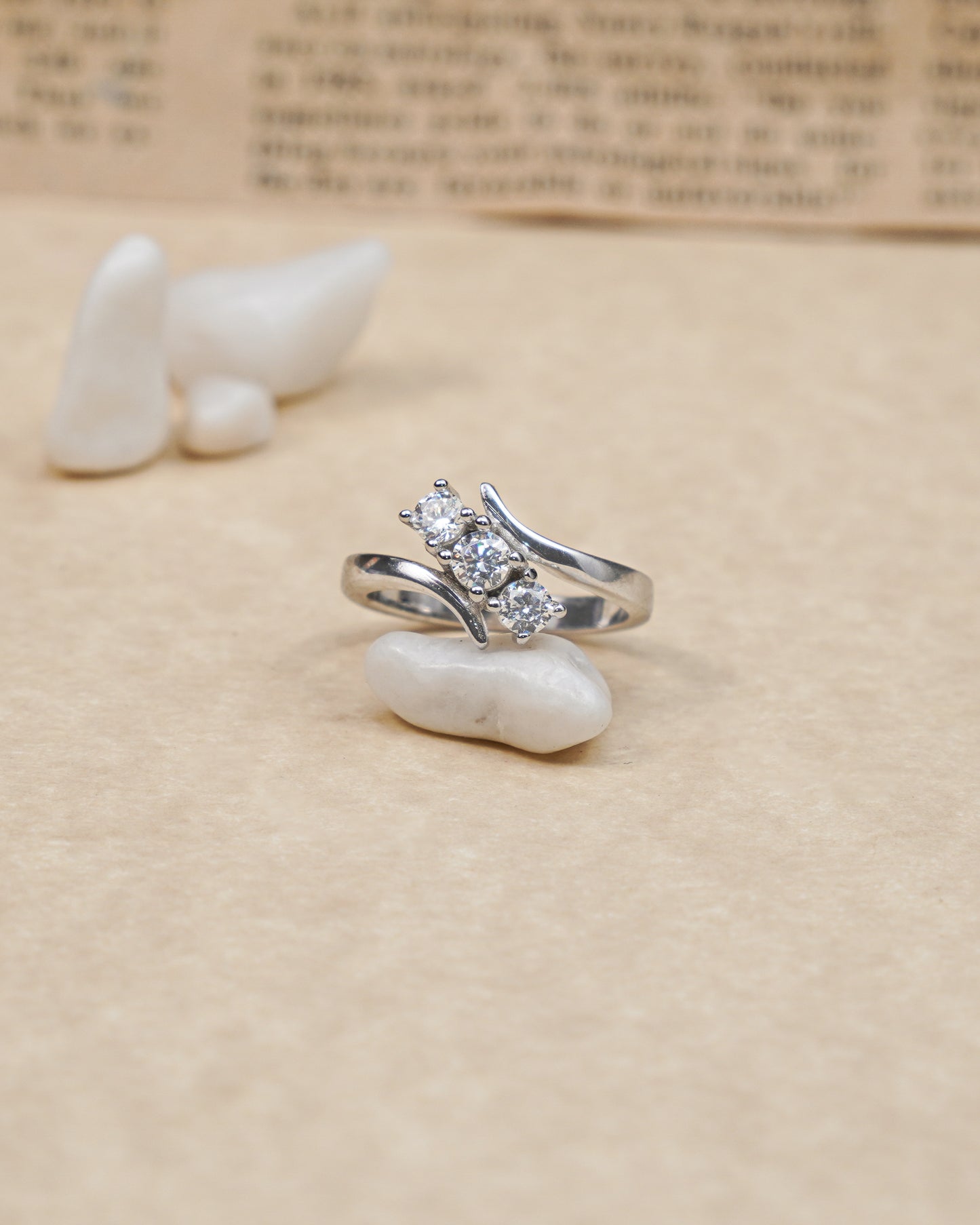 Silver 3 Diamond Ring