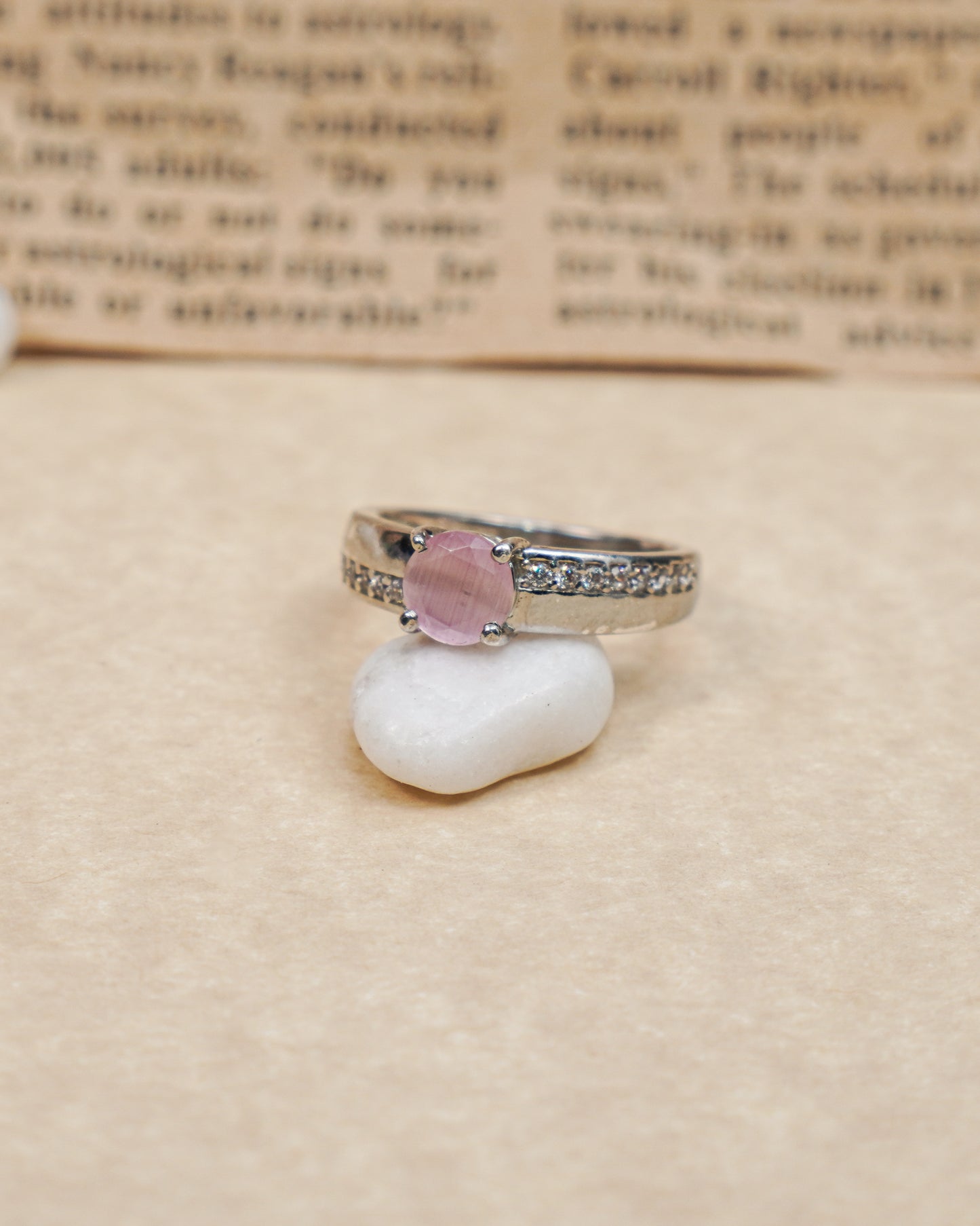 Silver Soft Blush Ring
