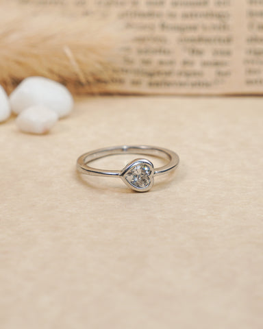 Silver Heart Diamond Ring