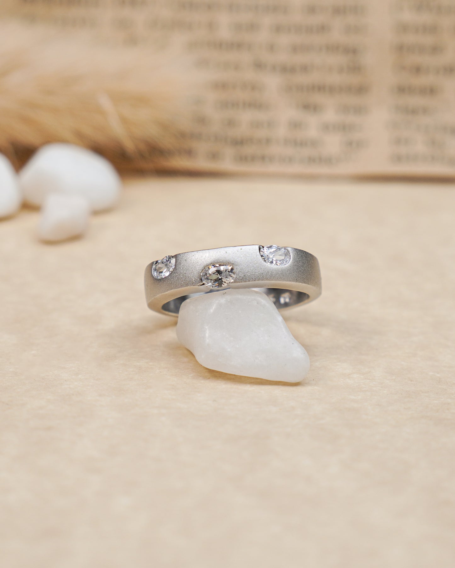 Silver 3 Island Diamond Ring