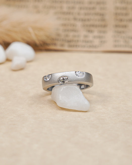 Silver 3 Island Diamond Ring
