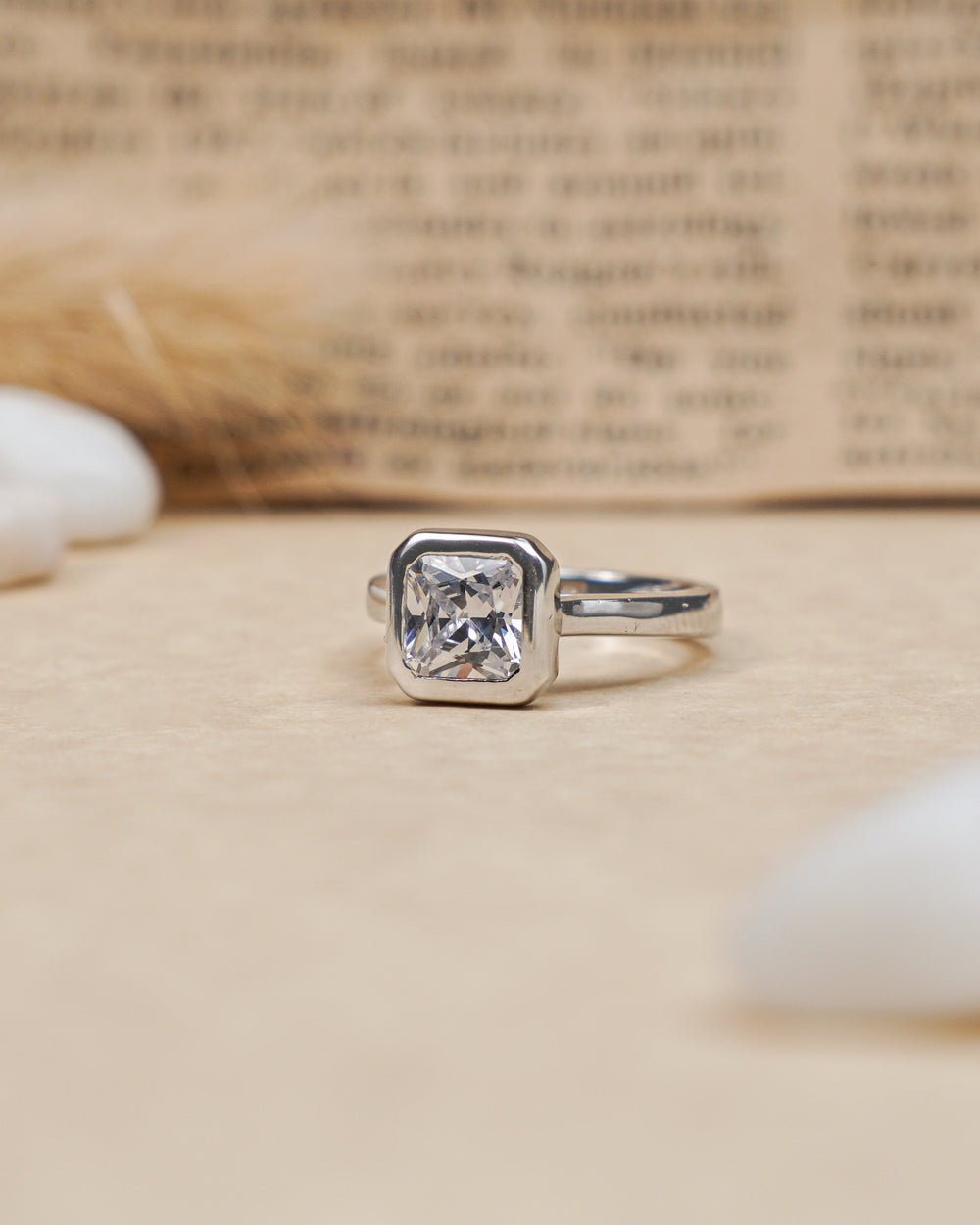 Silver Square Zircon Ring