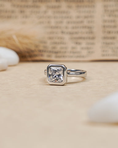 Silver Square Zircon Ring