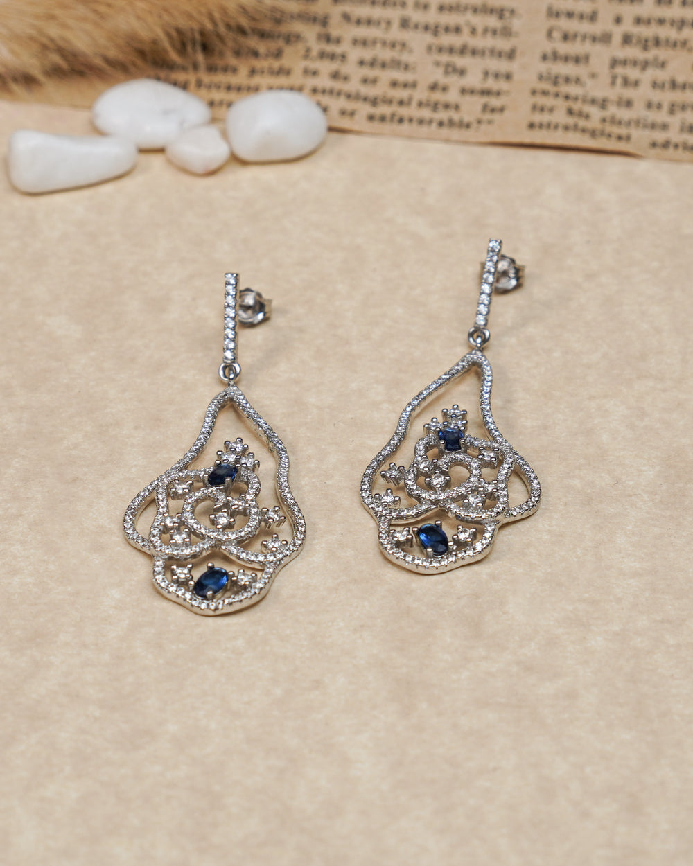 Sapphire Glow Silver Earrings