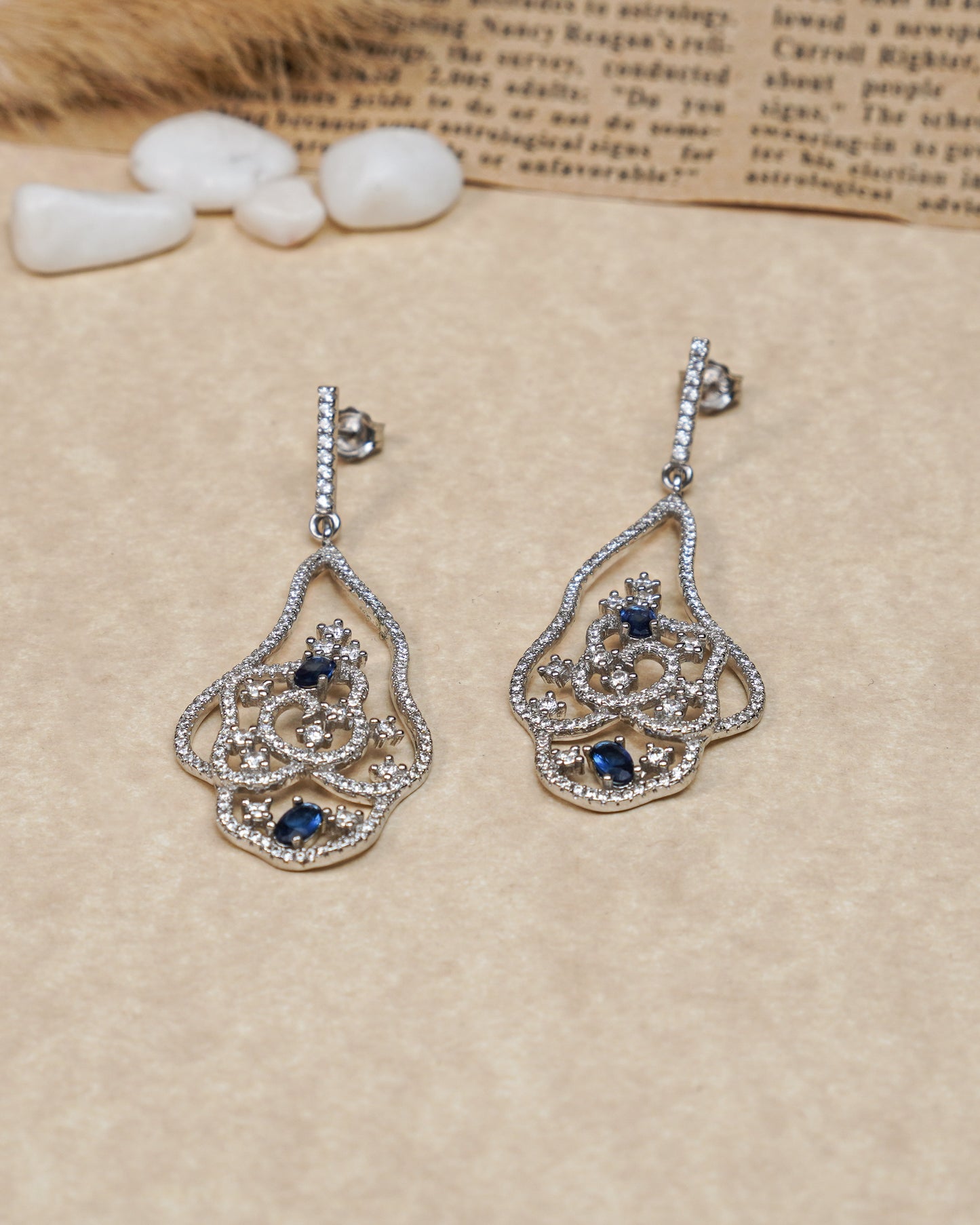 Sapphire Glow Silver Earrings