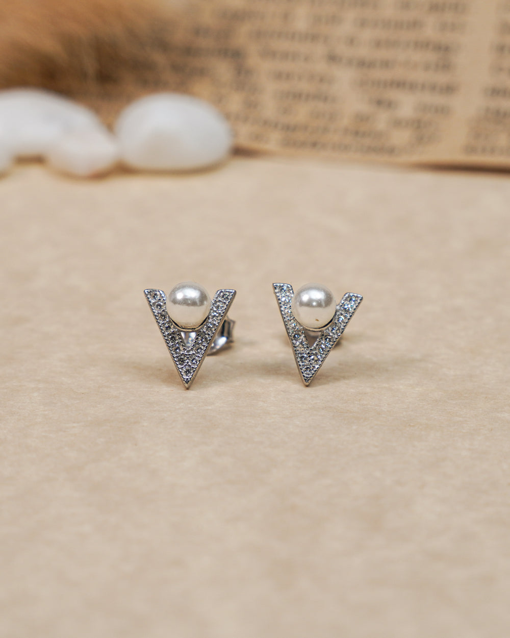 Silver Pearl Halo Earrings