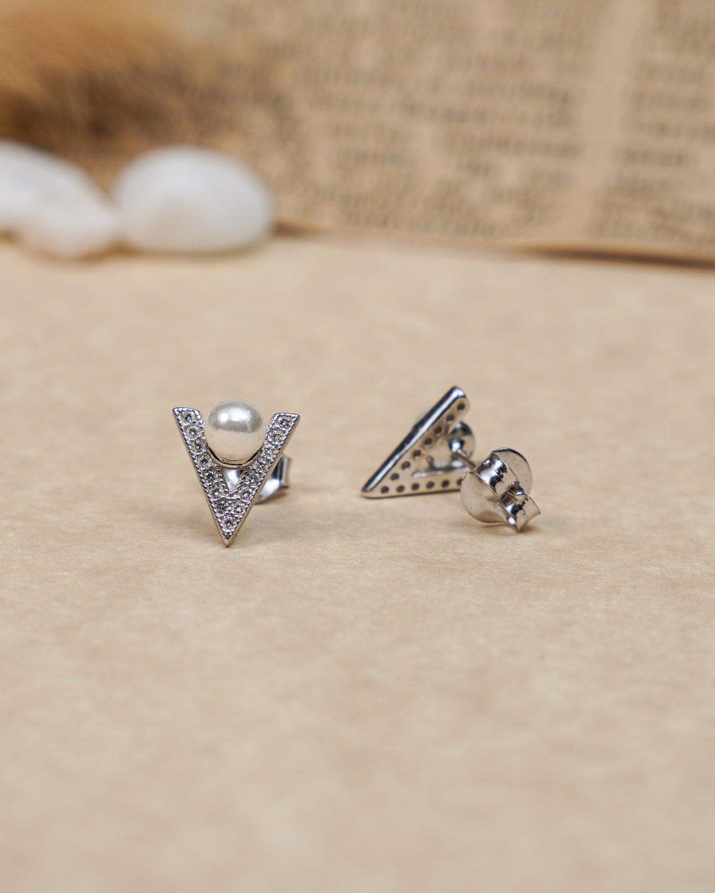 Silver Pearl Halo Earrings