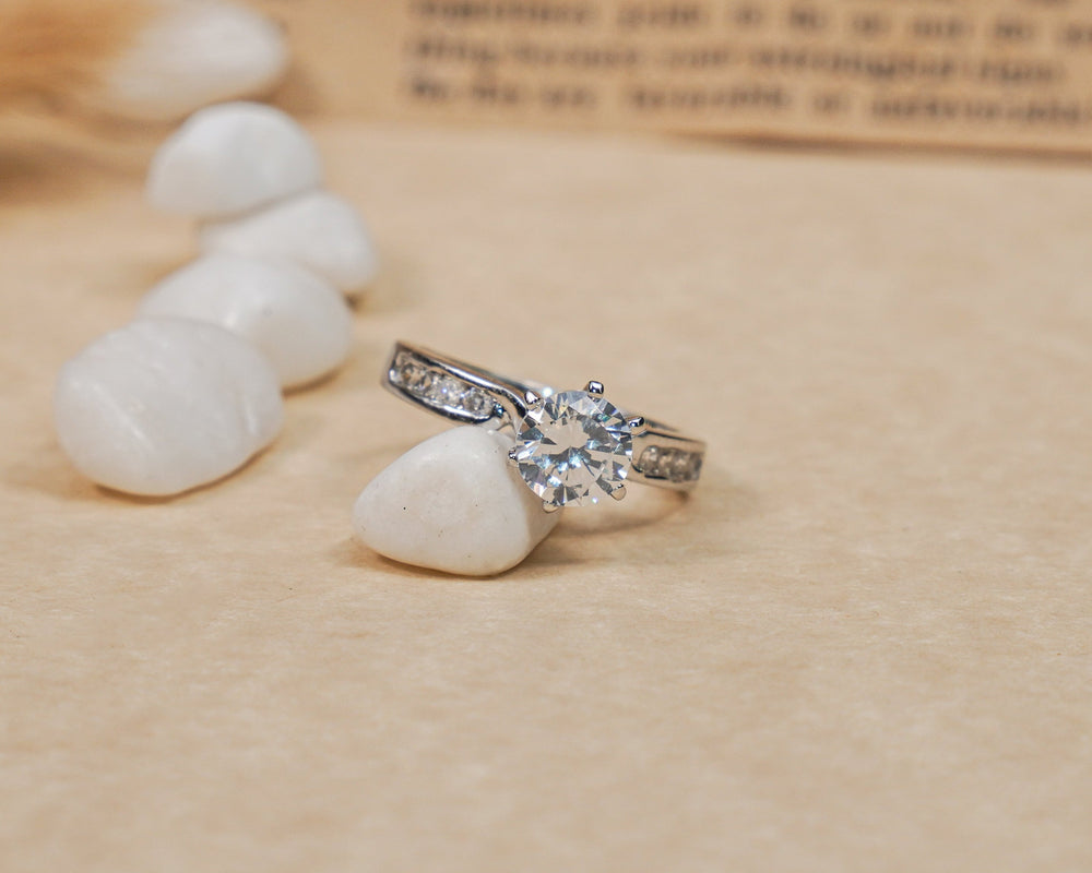 Silver Zircon Diamond Stylish Ring