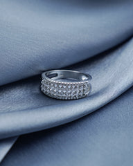 Silver Twin Sparkle Band Ring