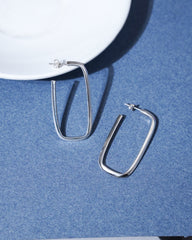 Silver Frame Hoops Earrings
