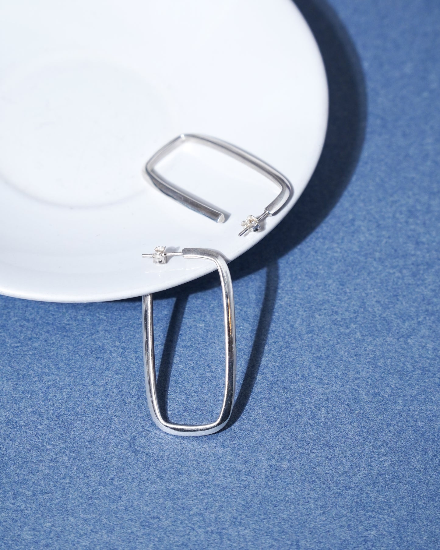 Silver Frame Hoops Earrings