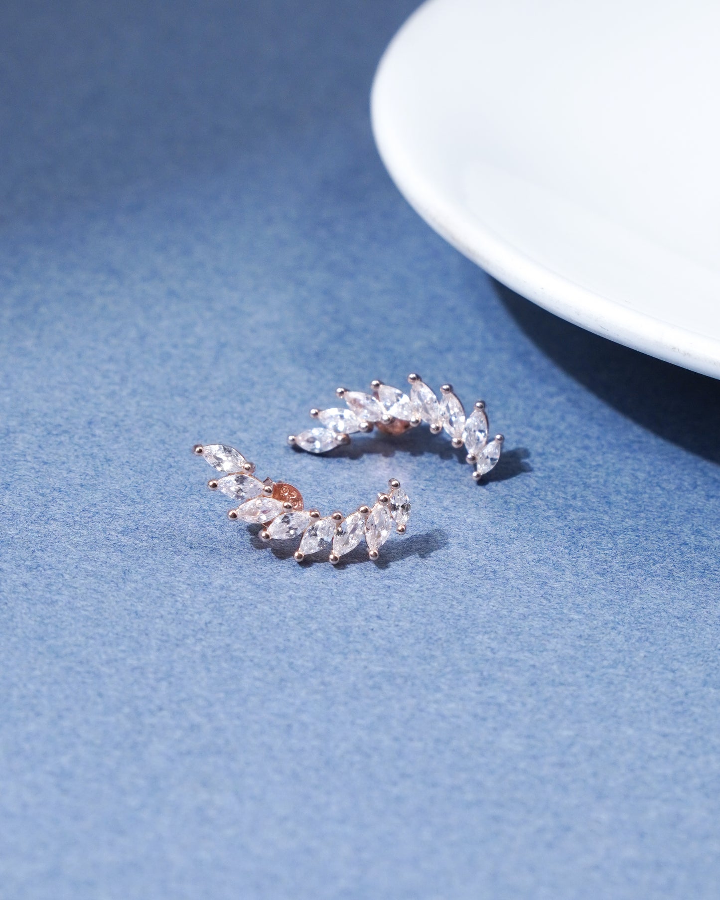 Rose Gold Stone Line Earrings