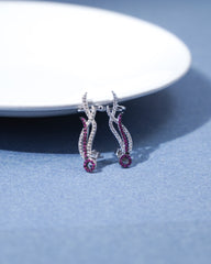 Pink Glimmer Silver Earrings