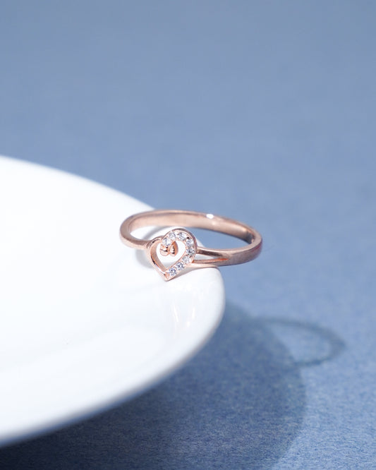 Silver Rose Gold Cherished Heart Ring