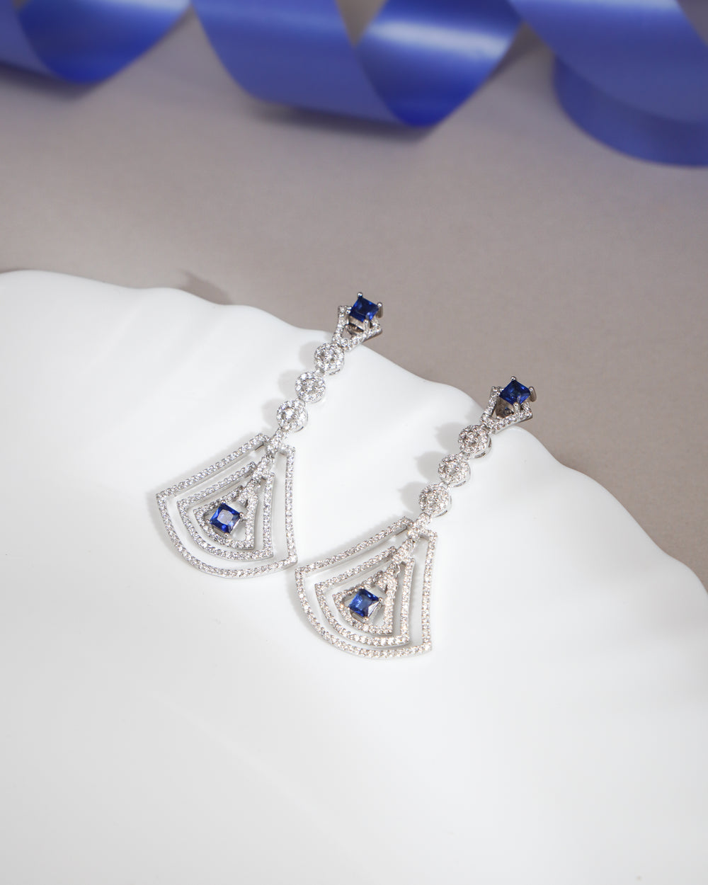 Oceanic Gleam Silver Earrings