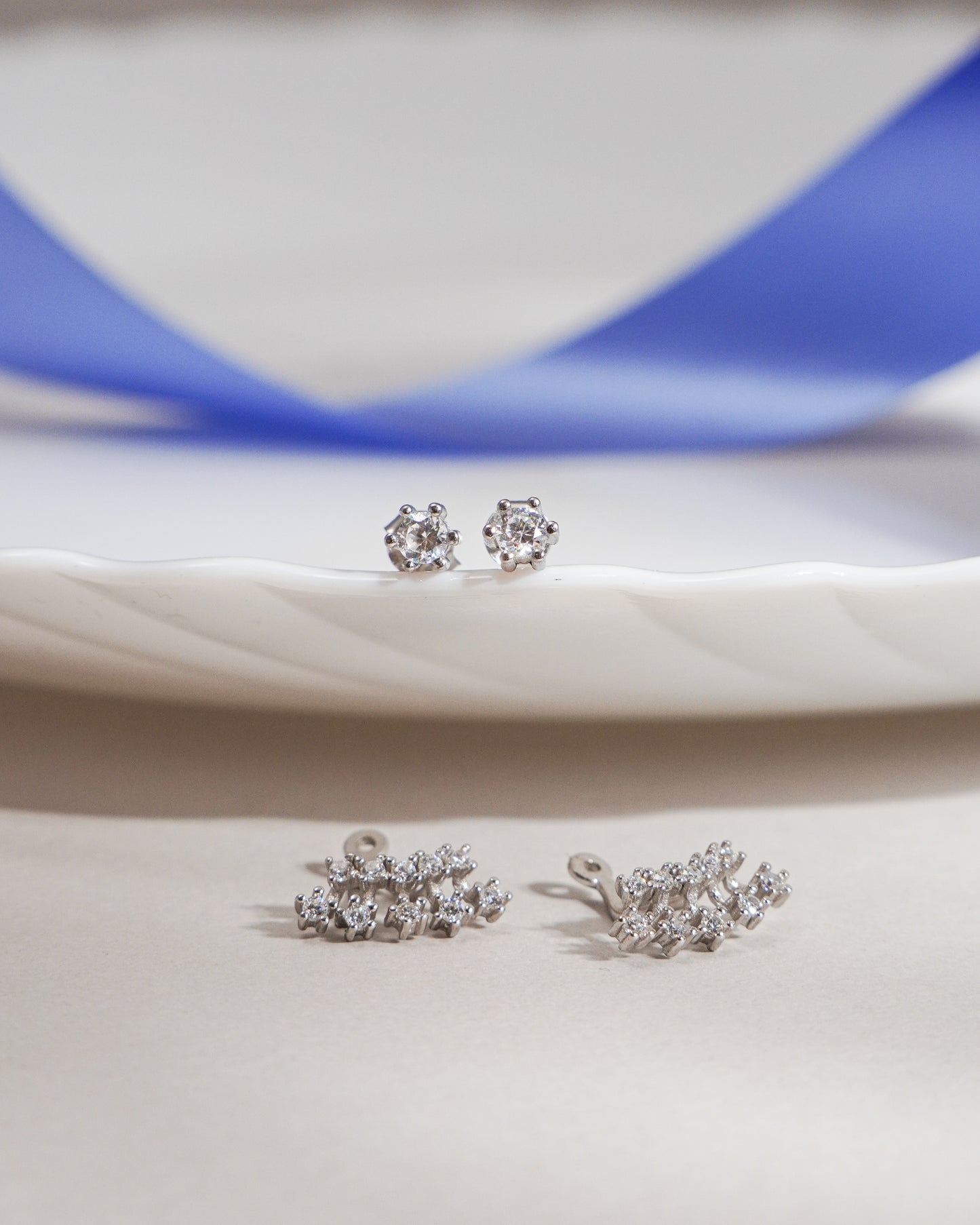Diamond Cascade Silver Earrings
