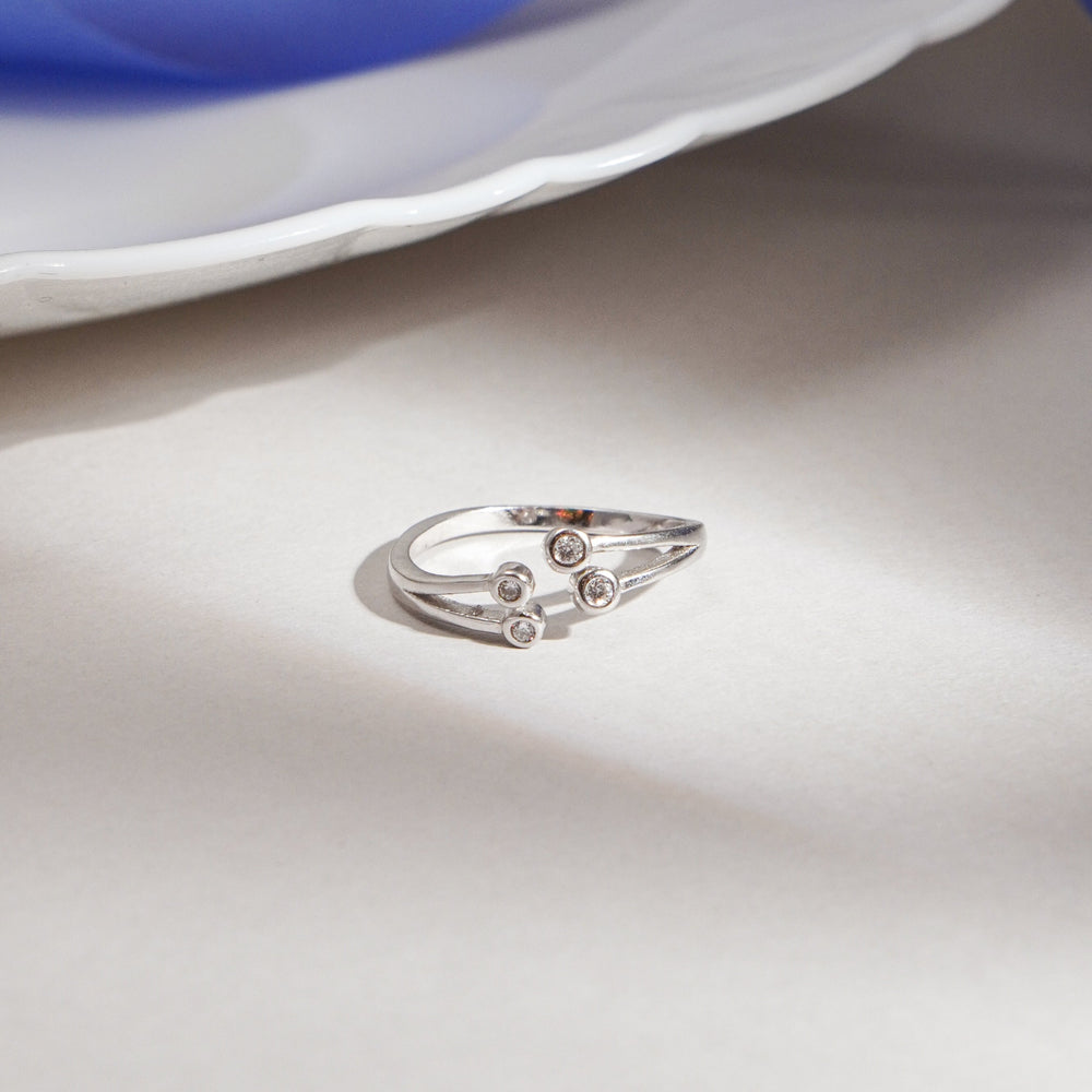 Silver 4 Subtle Spark Diamond Ring