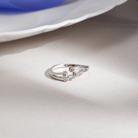 Silver 4 Subtle Spark Diamond Ring