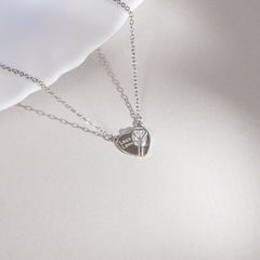 Silver Zircon Lock Love Heart Pendant