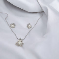 Pure Silver White Pearl Drops Set