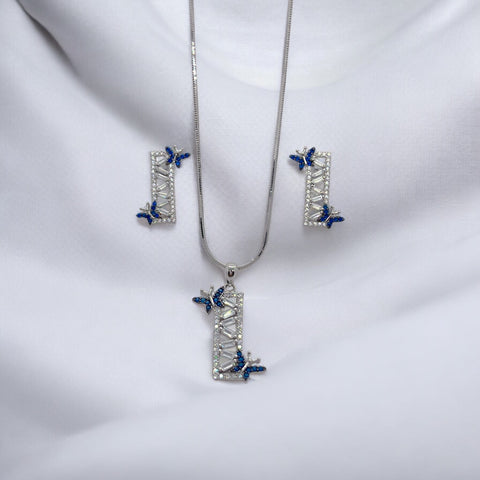 925 Silver Butterfly Whimsy Pendant Earring Set