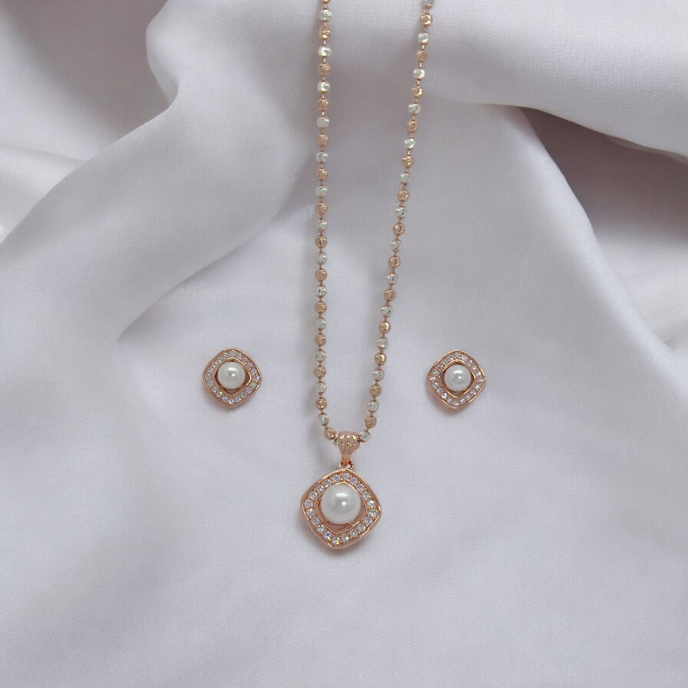 Pure Silver White Pearl Pendant Earring Set