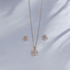 Pure Silver Glided Blossom Pendant Earring Set