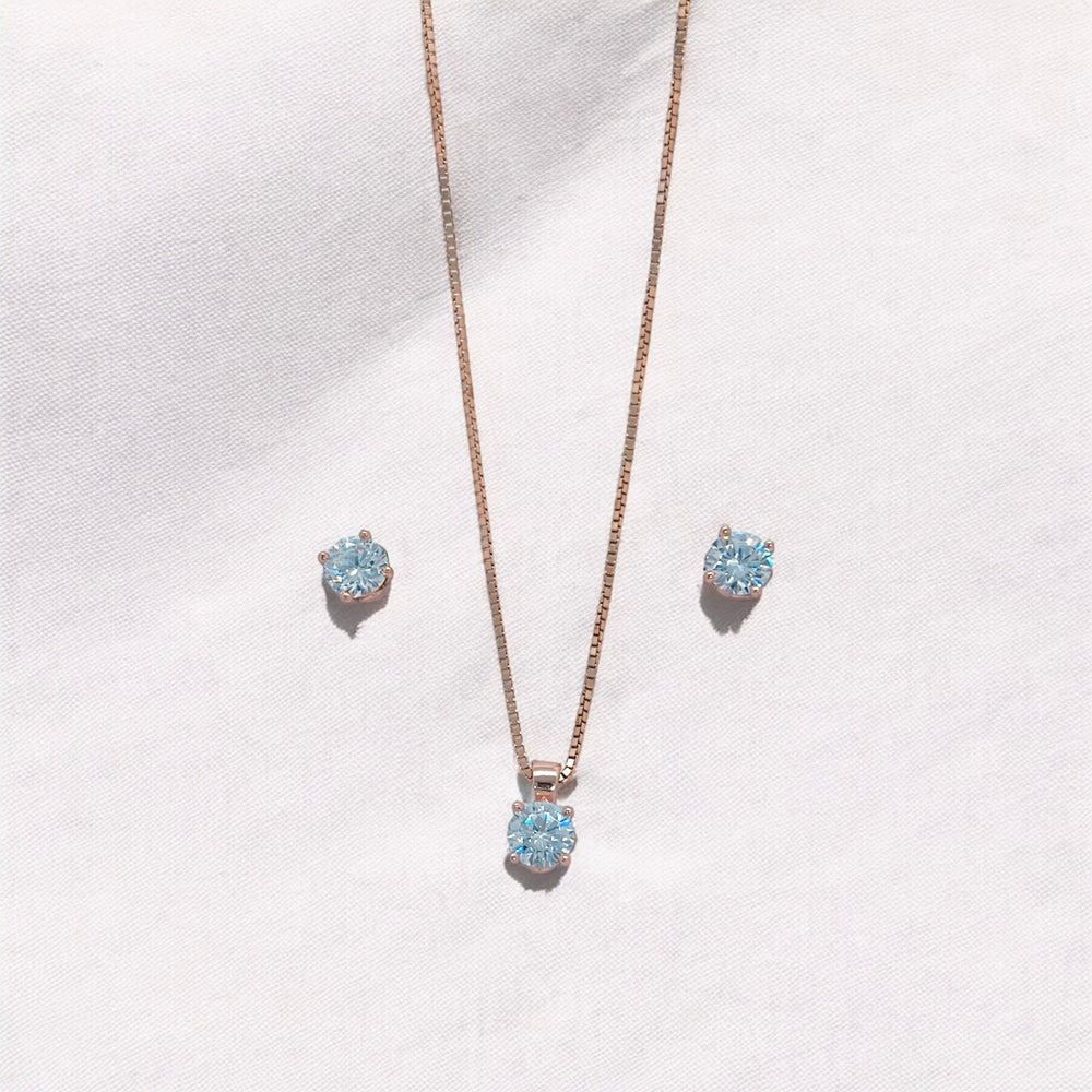 Pure Silver Rosette Charm Pendant Earring Set