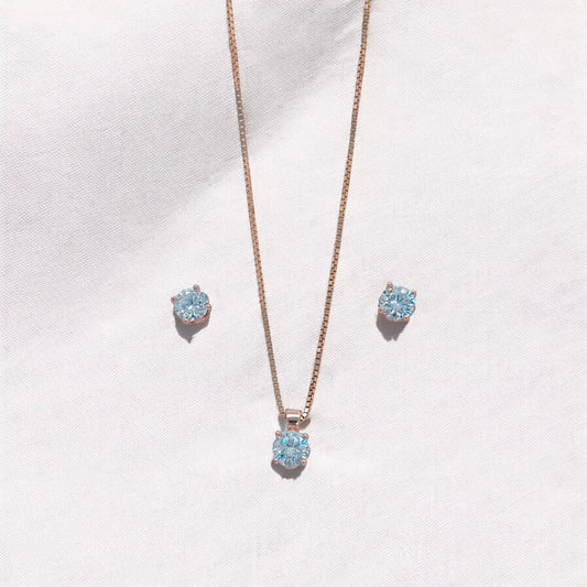 Pure Silver Rosette Charm Pendant Earring Set