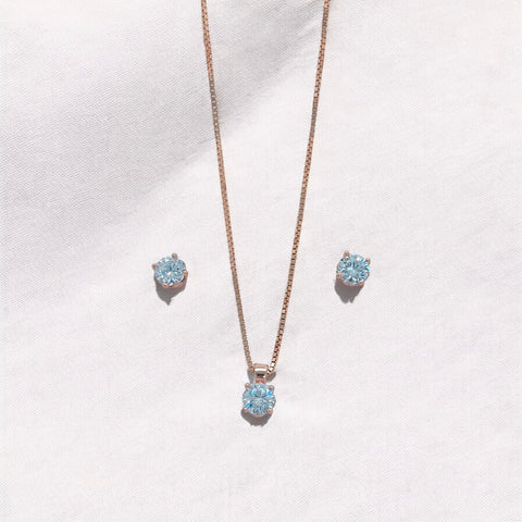 Pure Silver Rosette Charm Pendant Earring Set