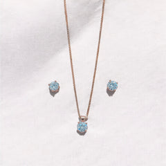 Pure Silver Rosette Charm Pendant Earring Set