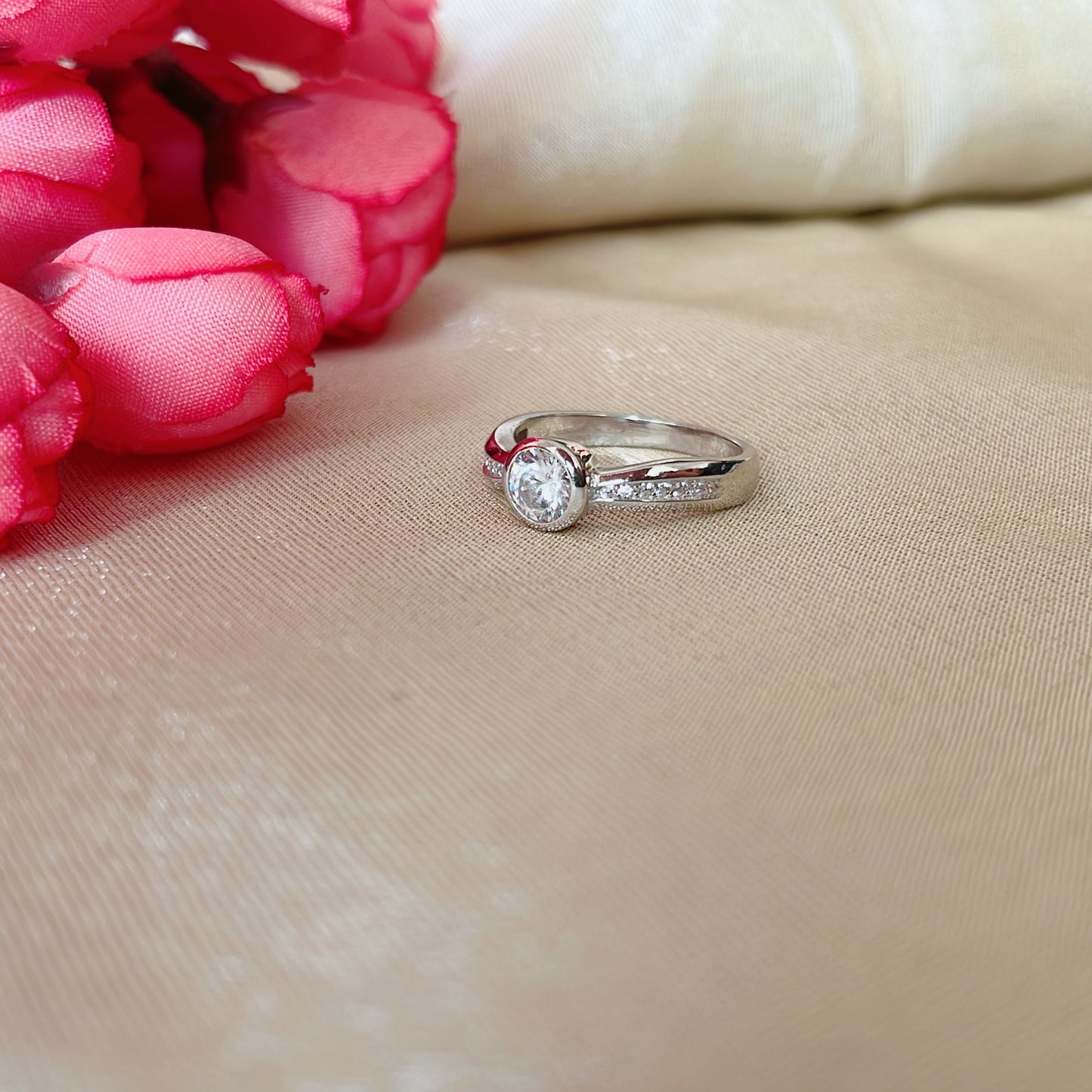 Silver Radiant Solitude Ring