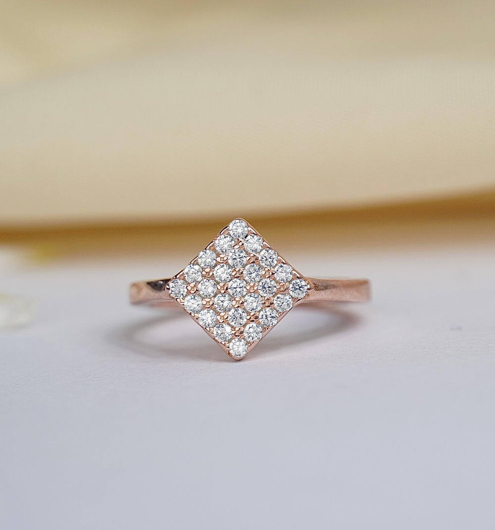 Pure Silver Rose Gold Quartz Glow Ring