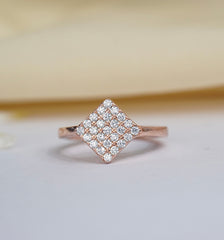 Pure Silver Rose Gold Quartz Glow Ring