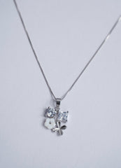 925 Silver 2 Stone Flower Pendant