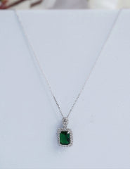 925 Silver Green Diamond Pendant