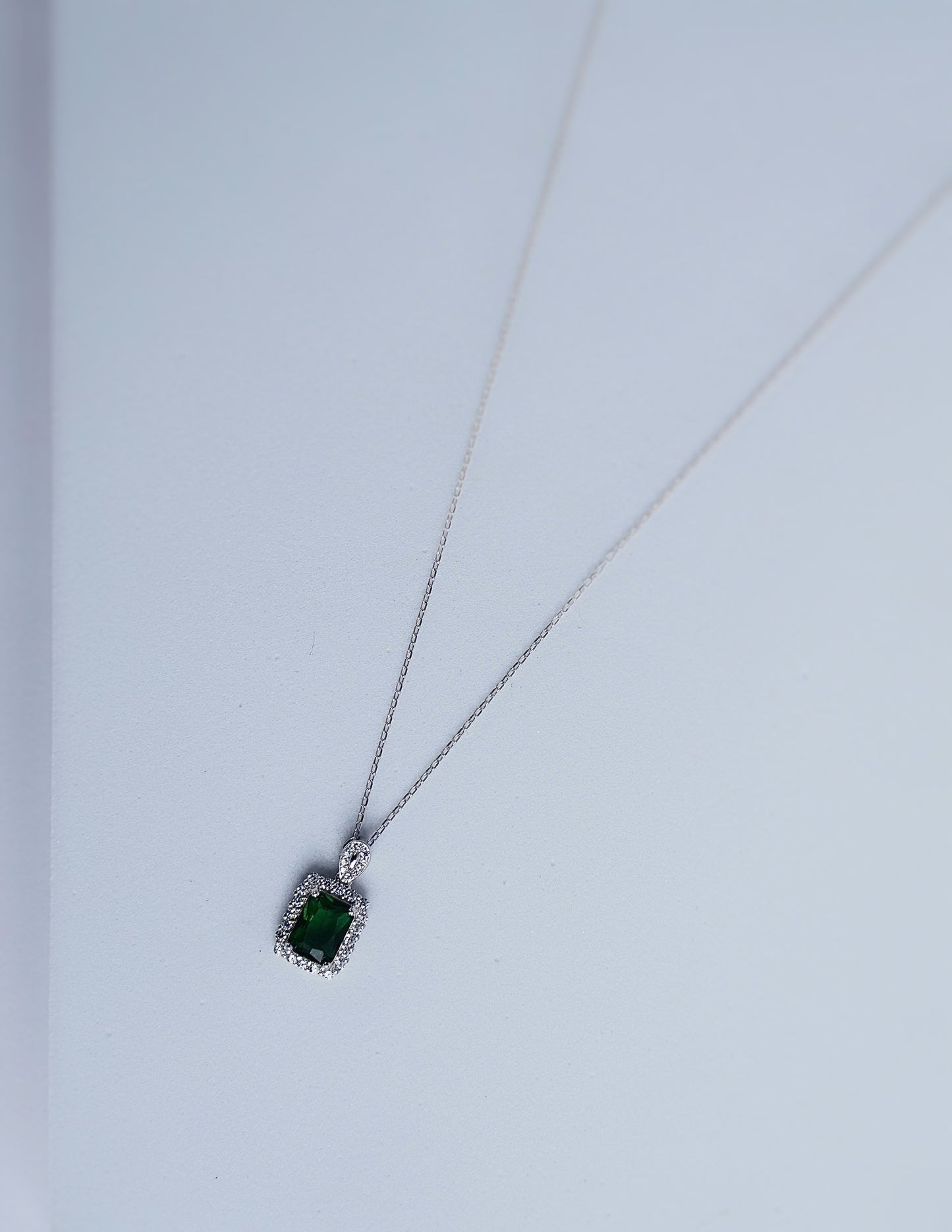 925 Silver Green Diamond Pendant