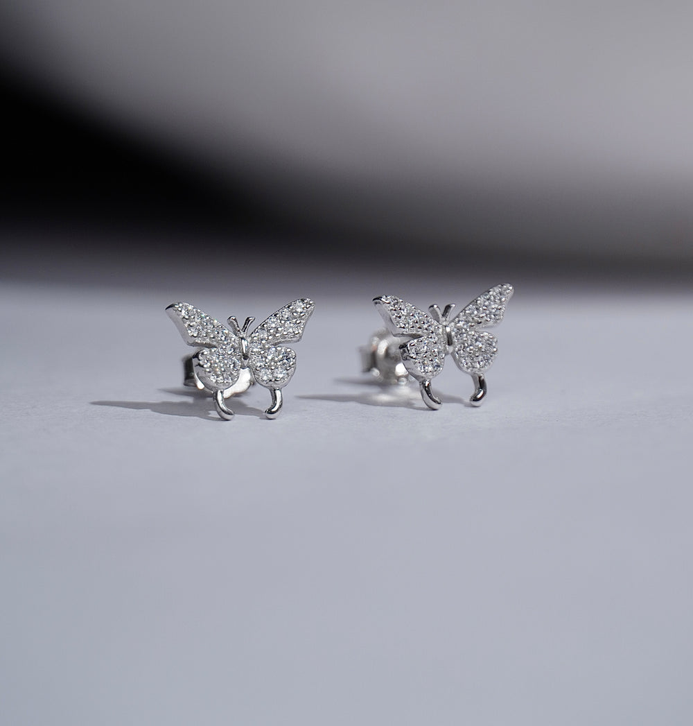 925 Silver Butterfly Wings Earring
