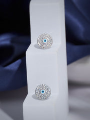 925 Silver Circle Evil Eye Earring