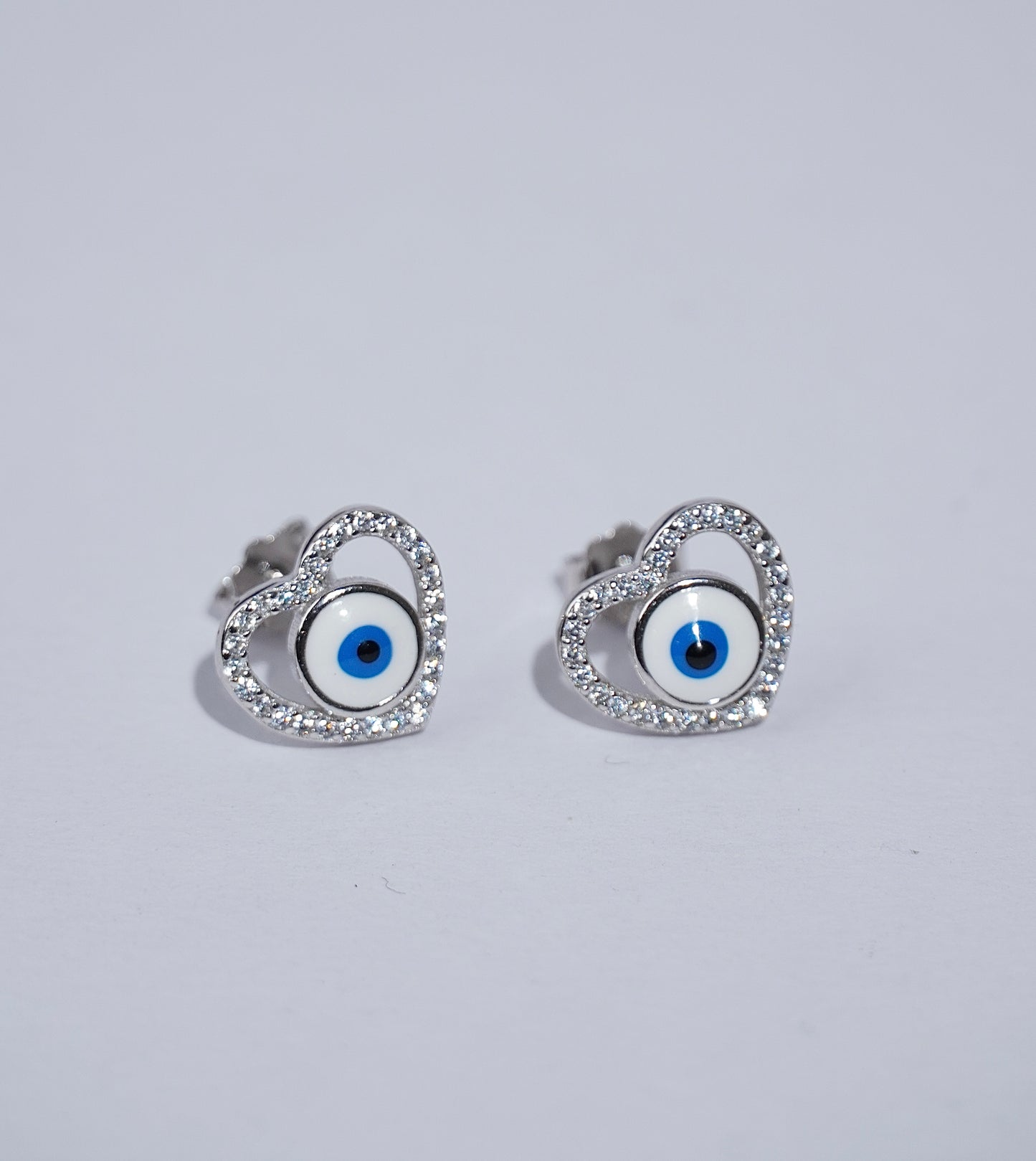 925 Silver Evil Eye Heart Earring