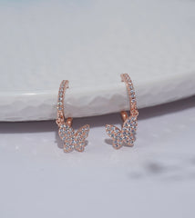 925 Rose Gold Hoop Wings Earrings
