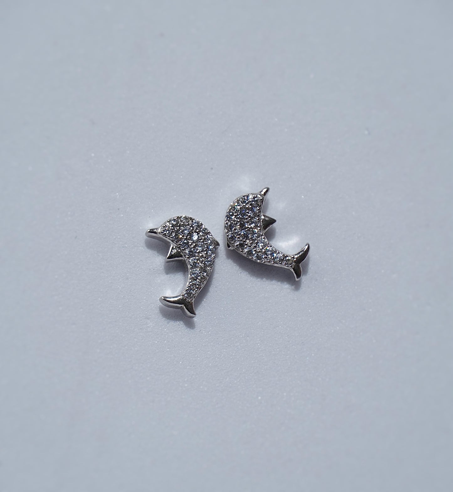 925 Silver Dolphin Studded Earring