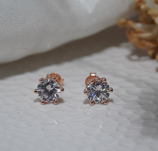 925 Silver Rose Gold Stone Earring