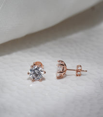 925 Silver Rose Gold Stone Earring